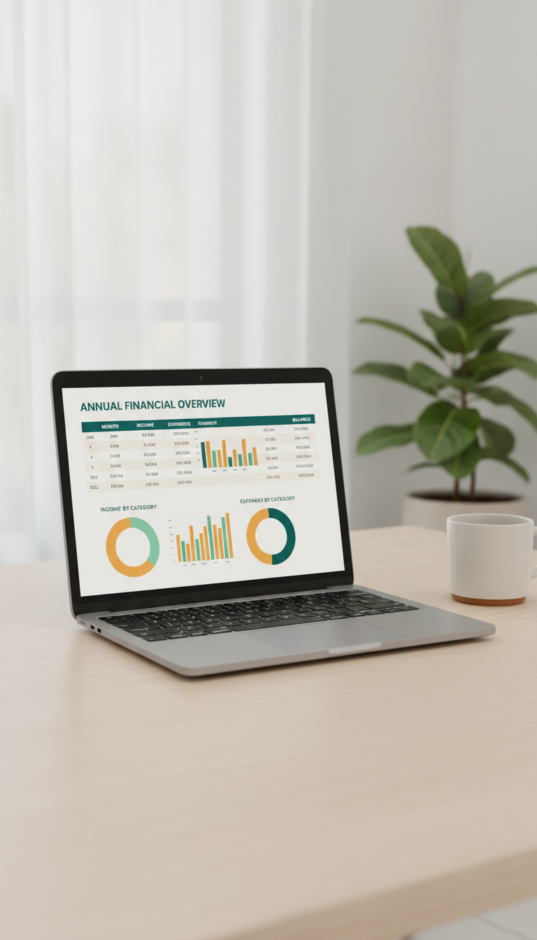 Annual Income & Expense Report Sheet