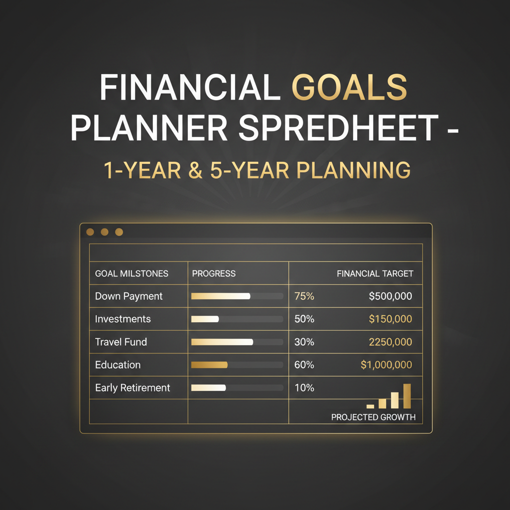 Financial Goals Planner Spreadsheet – 1-Year & 5-Year Planning